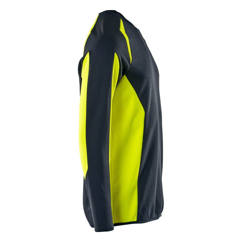 Mascot Hi-Vis Stretch Sweatshirt 22084-781 Left #colour_dark-navy-blue-hi-vis-yellow