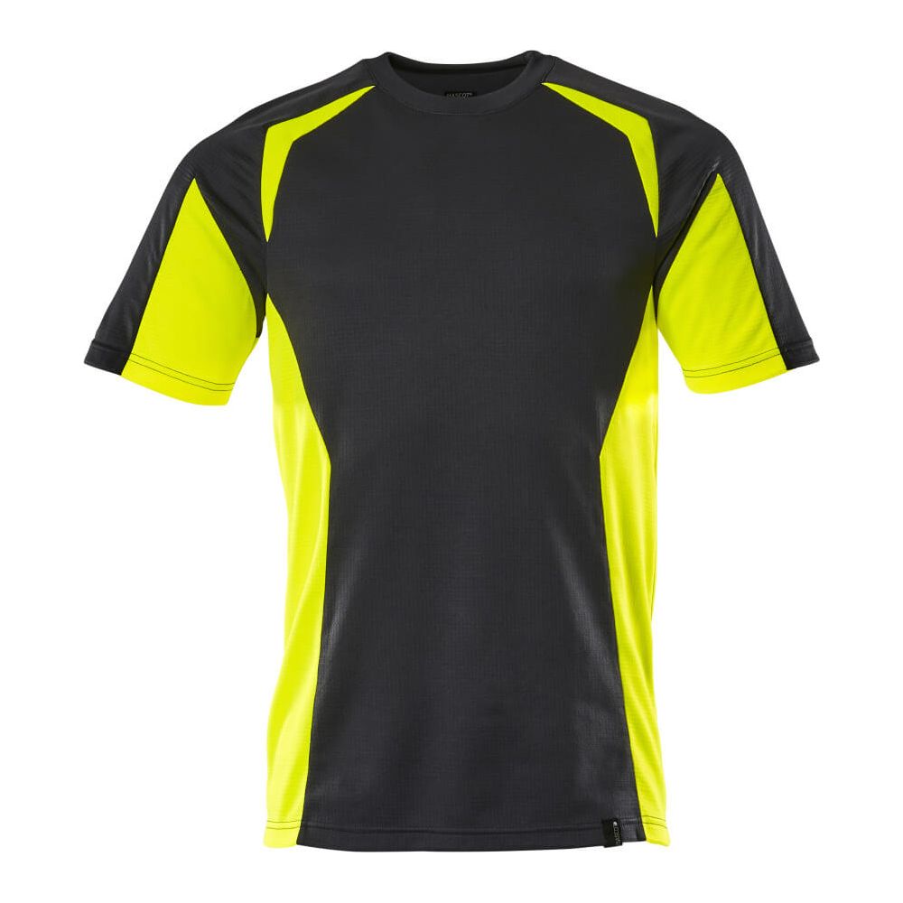 Mascot Hi-Vis Stretch T-Shirt 22082-771 Front #colour_black-hi-vis-yellow