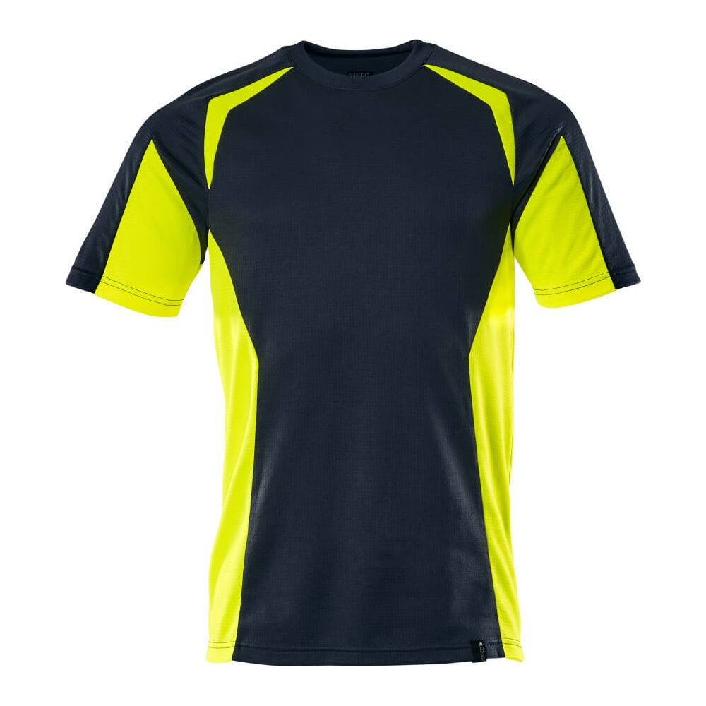 Mascot Hi-Vis Stretch T-Shirt 22082-771 Front #colour_dark-navy-blue-hi-vis-yellow