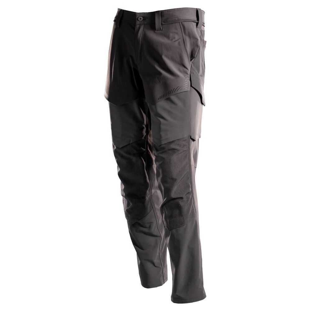 Mascot Lightweight Durable Stretch Trousers with Cordura Knee Pad Pockets 22379-311 Front #colour_black
