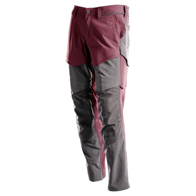 Mascot Lightweight Durable Stretch Trousers with Cordura Knee Pad Pockets 22379-311 Front #colour_bordeaux-stone-grey