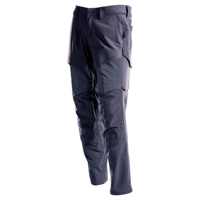 Mascot Lightweight Durable Stretch Trousers with Cordura Knee Pad Pockets 22379-311 Front #colour_dark-navy-blue