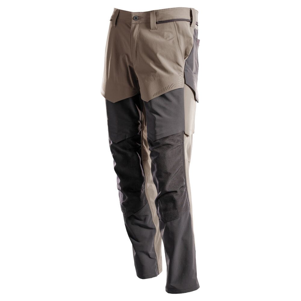 Mascot Lightweight Durable Stretch Trousers with Cordura Knee Pad Pockets 22379-311 Front #colour_dark-sand-stone-grey