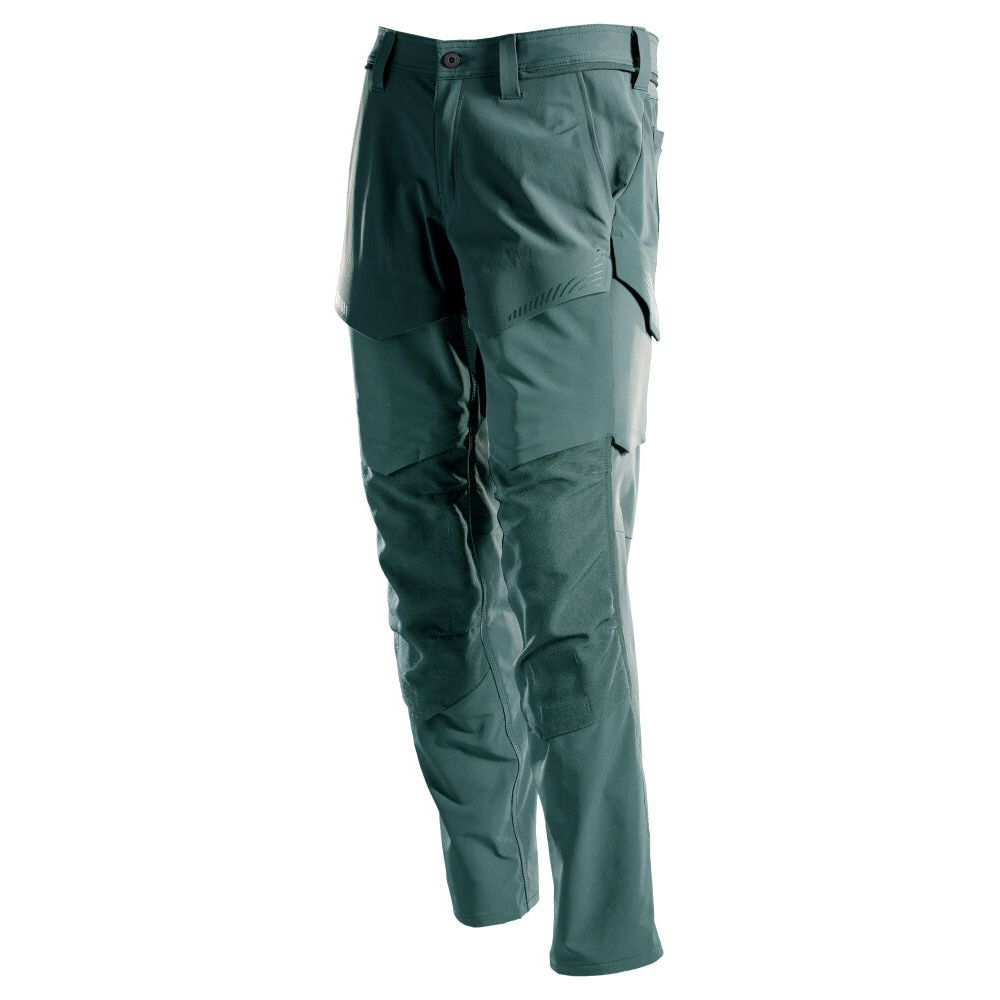 Mascot Lightweight Durable Stretch Trousers with Cordura Knee Pad Pockets 22379-311 Front #colour_forest-green