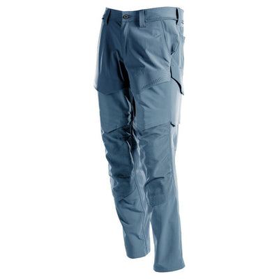 Mascot Lightweight Durable Stretch Trousers with Cordura Knee Pad Pockets 22379-311 Front #colour_stone-blue