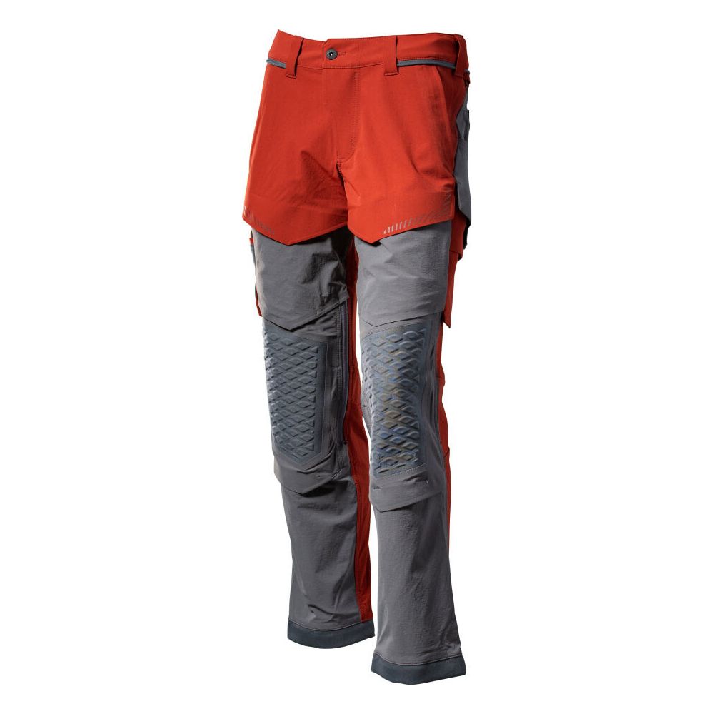 Mascot Lightweight Durable Stretch Trousers with Knee Pad Pockets 22279-605 Front #colour_autumn-red-stone-grey