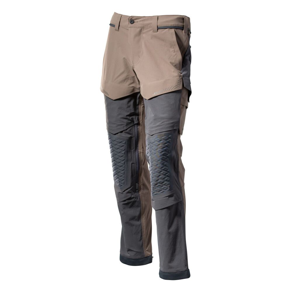 Mascot Lightweight Durable Stretch Trousers with Knee Pad Pockets 22279-605 Front #colour_dark-sand-stone-grey