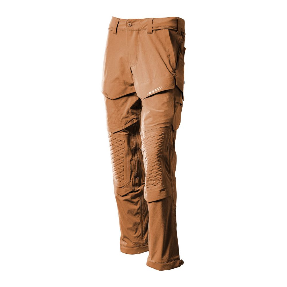 Mascot Lightweight Durable Stretch Trousers with Knee Pad Pockets 22279-605 Front #colour_nut-brown