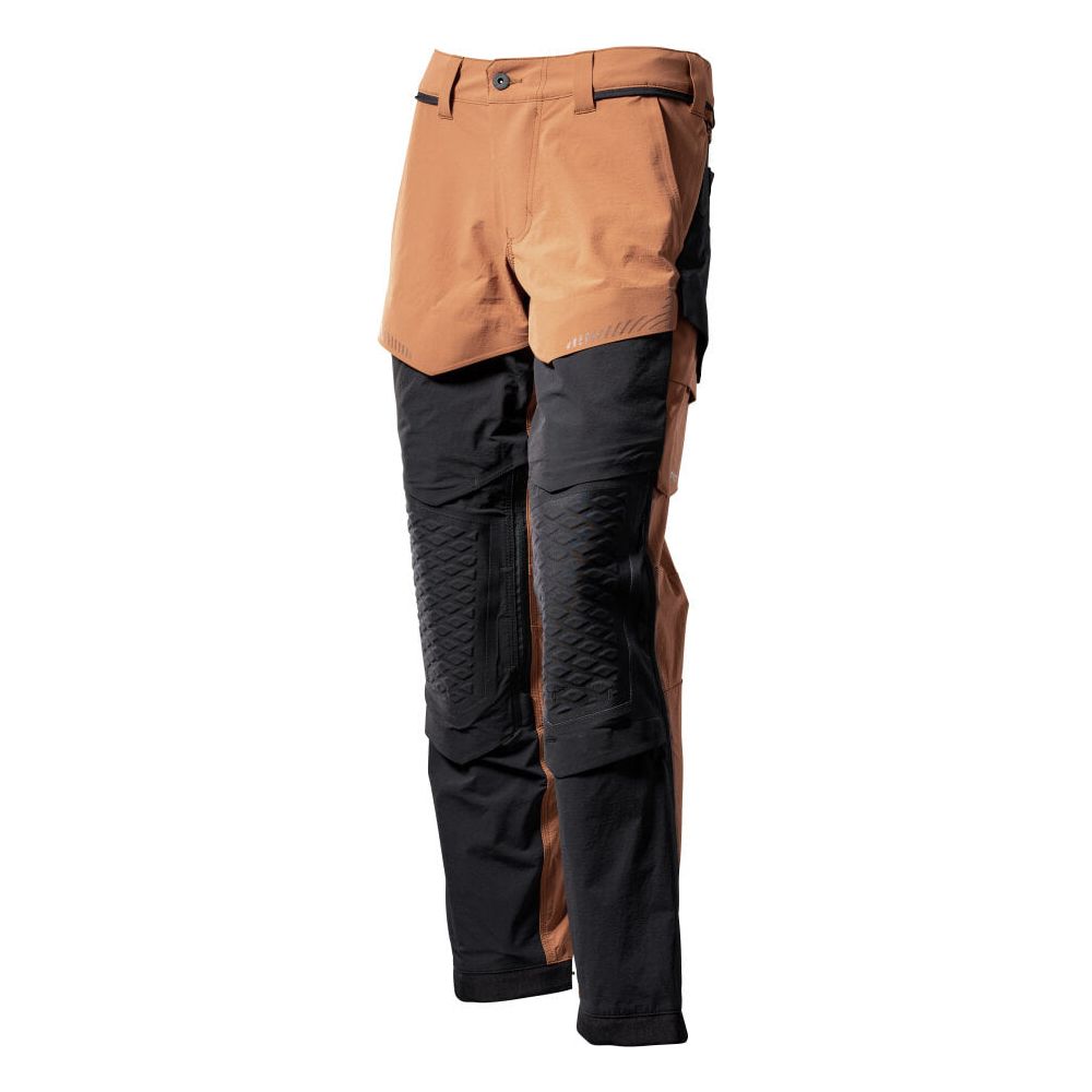 Mascot Lightweight Durable Stretch Trousers with Knee Pad Pockets 22279-605 Front #colour_nut-brown-black