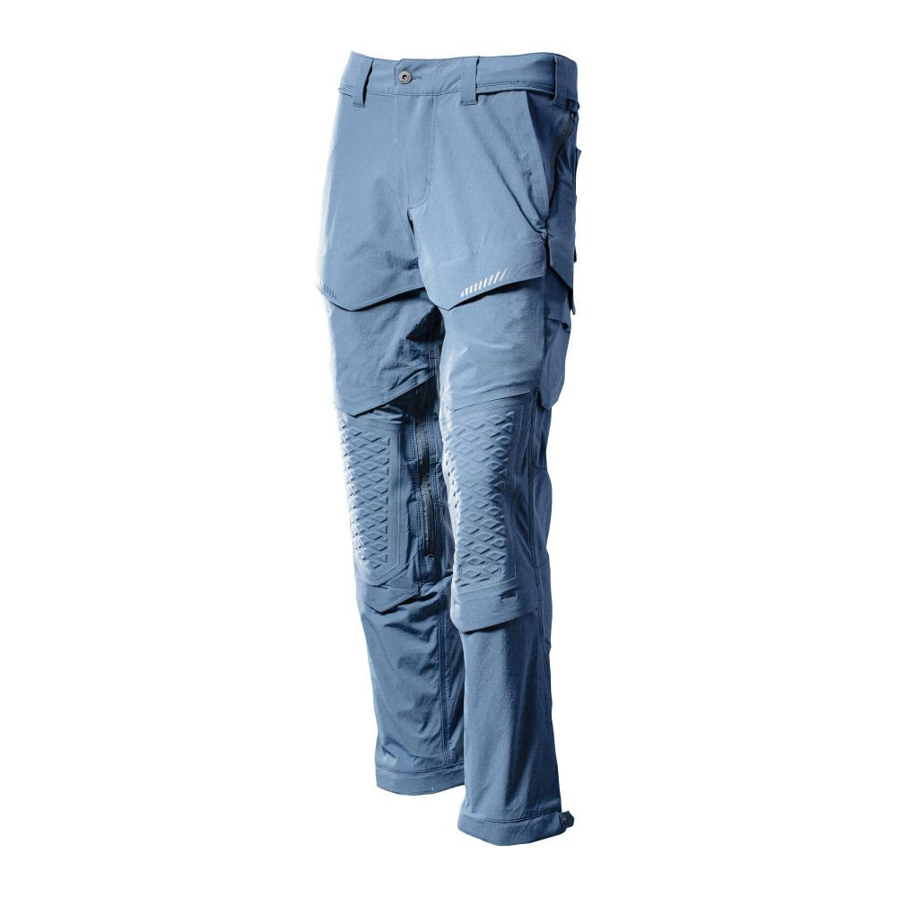 Mascot Lightweight Durable Stretch Trousers with Knee Pad Pockets 22279-605 Front #colour_stone-blue