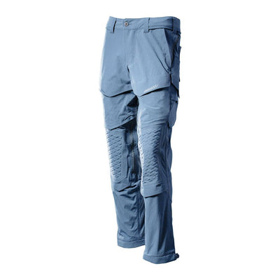 Mascot Lightweight Durable Stretch Trousers with Knee Pad Pockets 22279-605 Front #colour_stone-blue