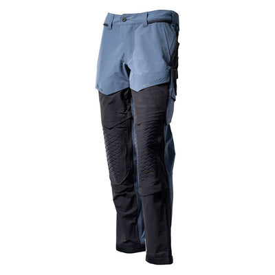 Mascot Lightweight Durable Stretch Trousers with Knee Pad Pockets 22279-605 Front #colour_stone-blue-dark-navy
