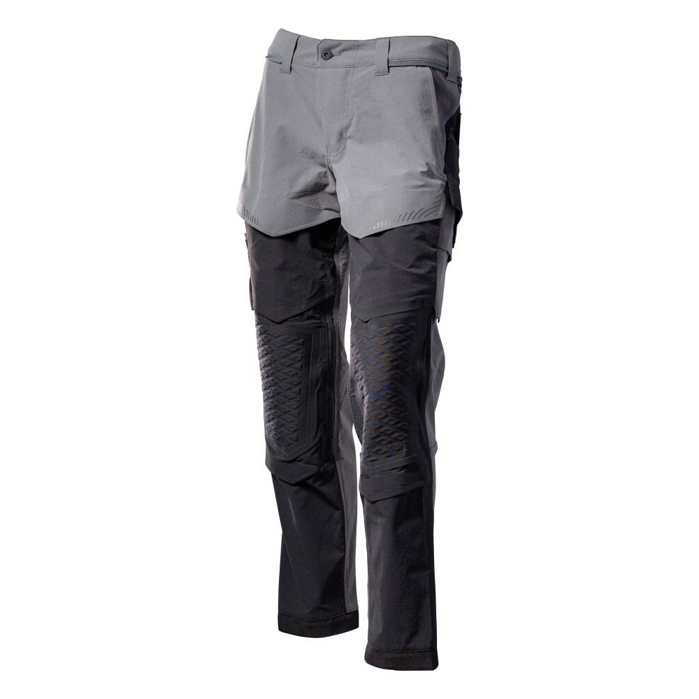 Mascot Lightweight Durable Stretch Trousers with Knee Pad Pockets 22279-605 Front #colour_stone-grey-black