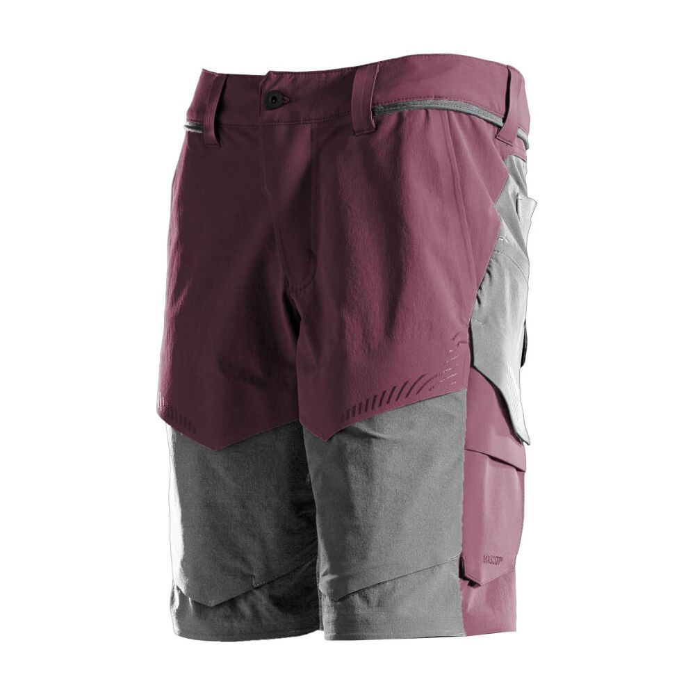 Mascot Lightweight Stretch Shorts with Optional Holster Pockets 22149-605 Front #colour_bordeaux-stone-grey