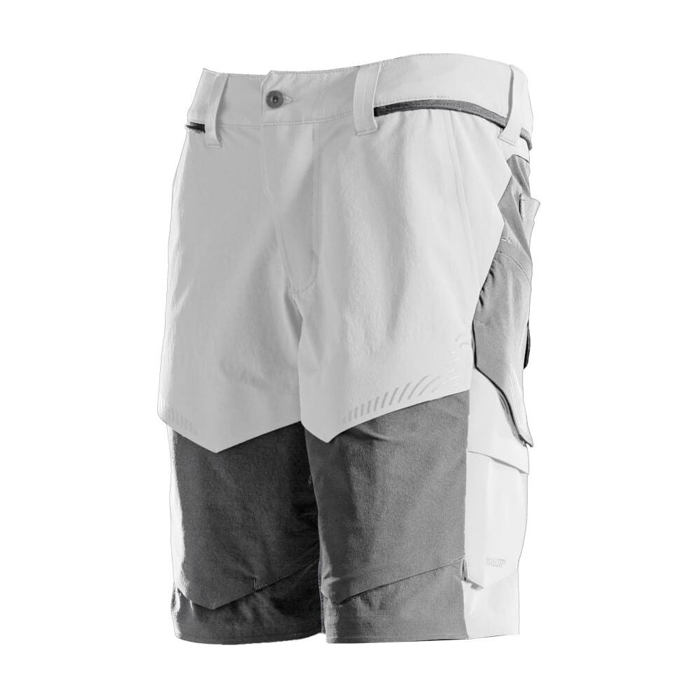Mascot Lightweight Stretch Shorts with Optional Holster Pockets 22149-605 Front #colour_white-stone-grey