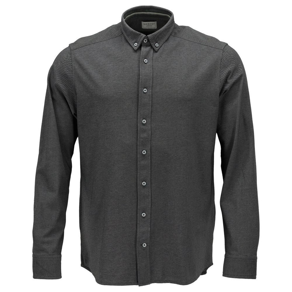 Mascot Modern Fit Easy-Iron Work Shirt 20104-741 Front #colour_dark-anthracite-grey-light-grey-flecked