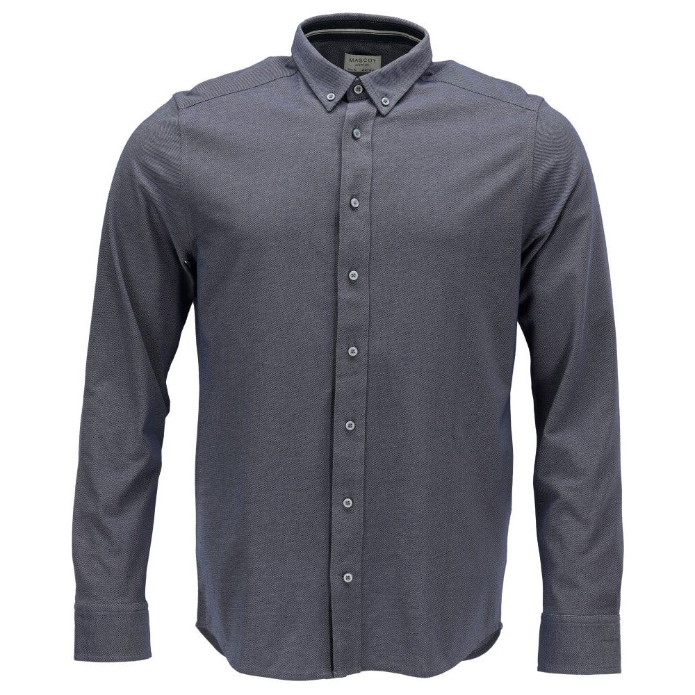 Mascot Slim Fit Easy-Iron Work Shirt 20304-741 Front #colour_blue-flecked