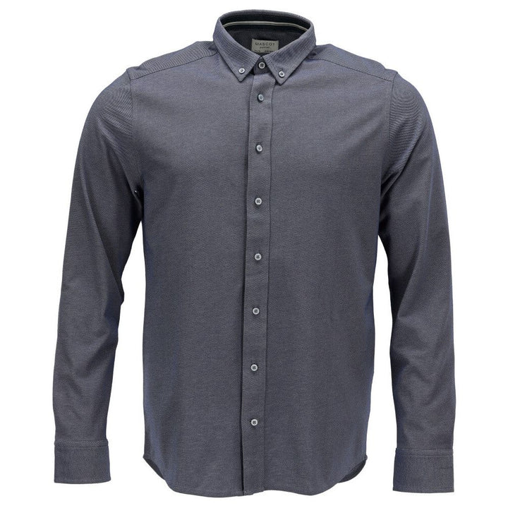 Mascot Slim Fit Easy-Iron Work Shirt 20304-741 Front #colour_blue-flecked