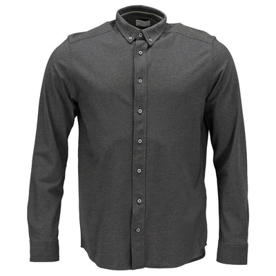 Mascot Slim Fit Easy-Iron Work Shirt 20304-741 Front #colour_dark-anthracite-grey-light-grey-flecked
