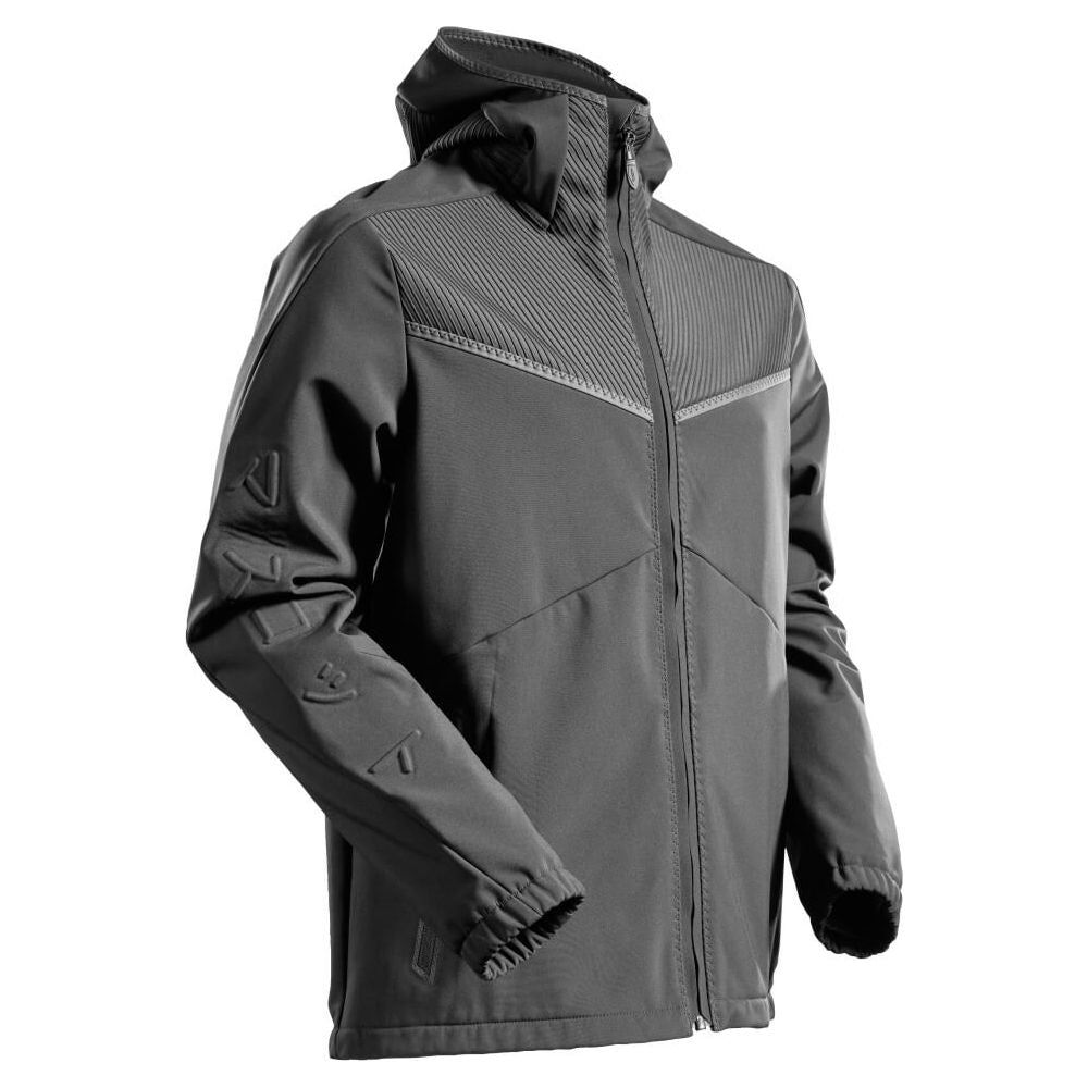Mascot Softshell Jacket with Hood Breathable Water Repellent 22102-649 Front #colour_stone-grey
