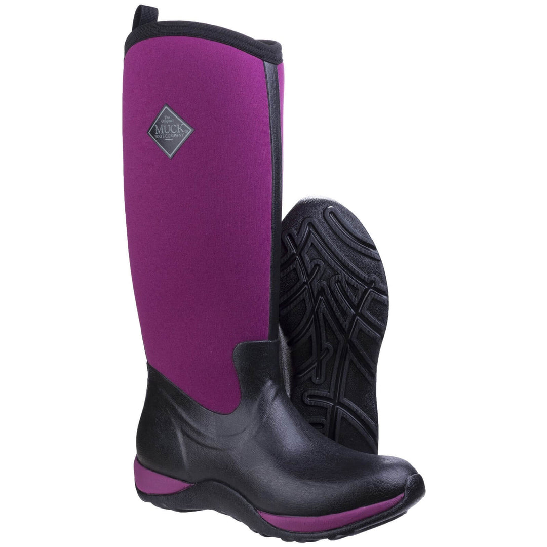 Muck Boots Arctic Adventure Pull On Wellies Black/Maroon 3#colour_black-maroon