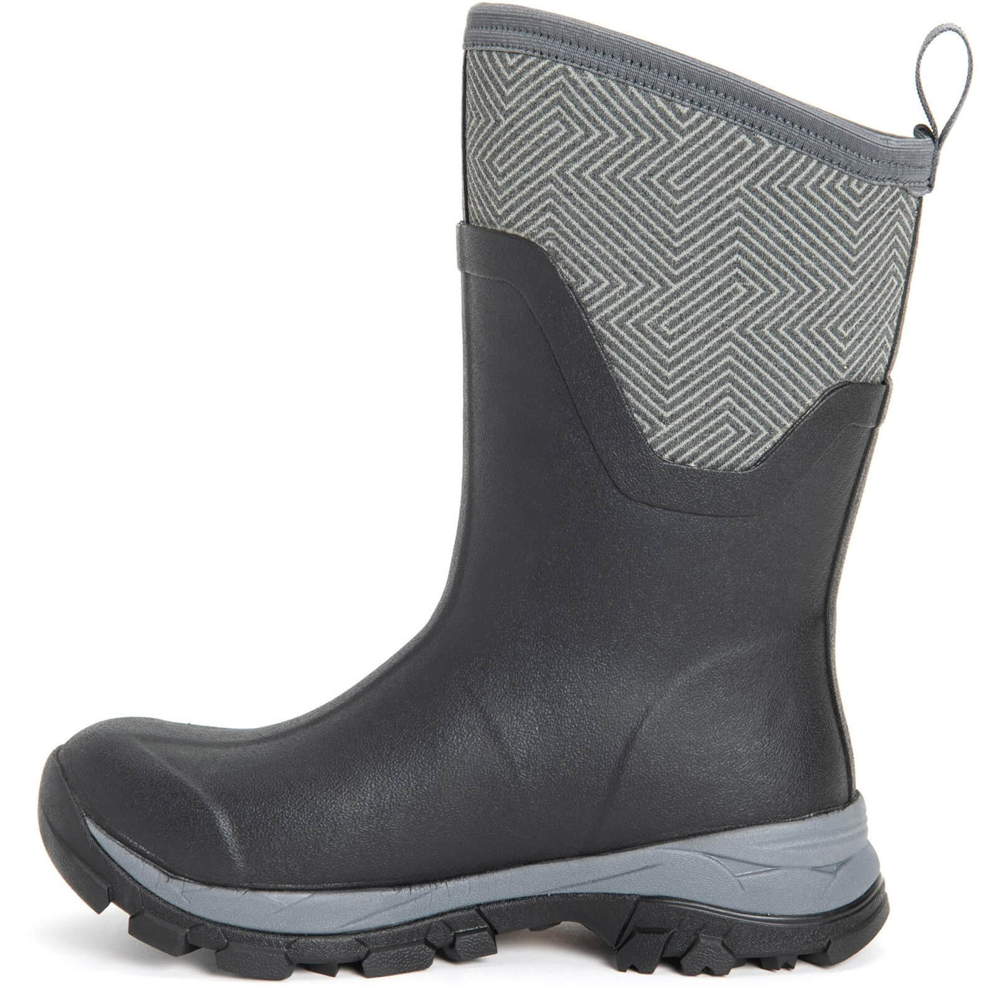 Muck Boots Arctic Ice Mid Wellies Black/Grey Geometric 7#colour_black-grey-geometric