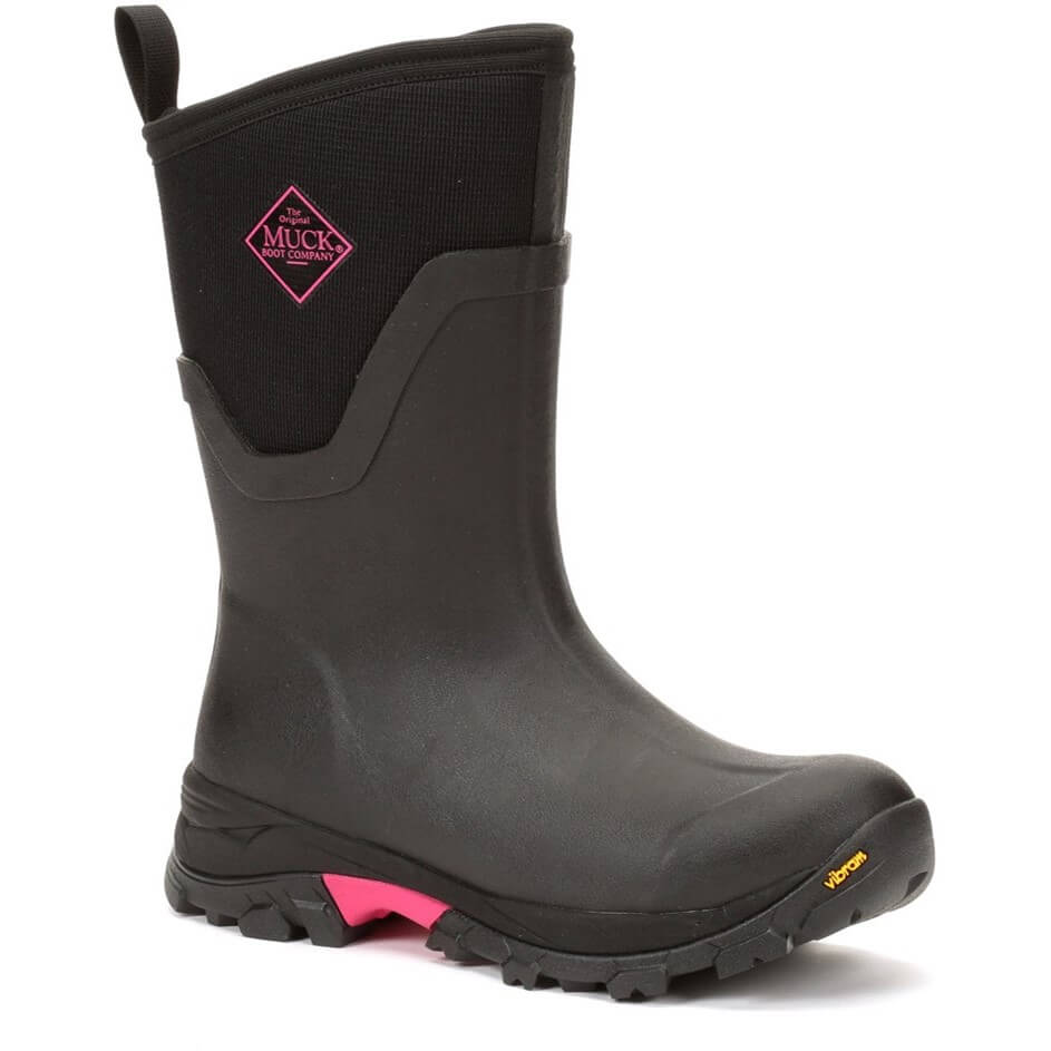 Muck Boots Arctic Ice Mid Wellies Black/Hot Pink 1#colour_black-hot-pink