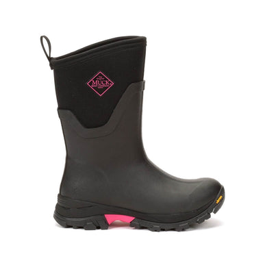 Muck Boots Arctic Ice Mid Wellies Black/Hot Pink 8#colour_black-hot-pink