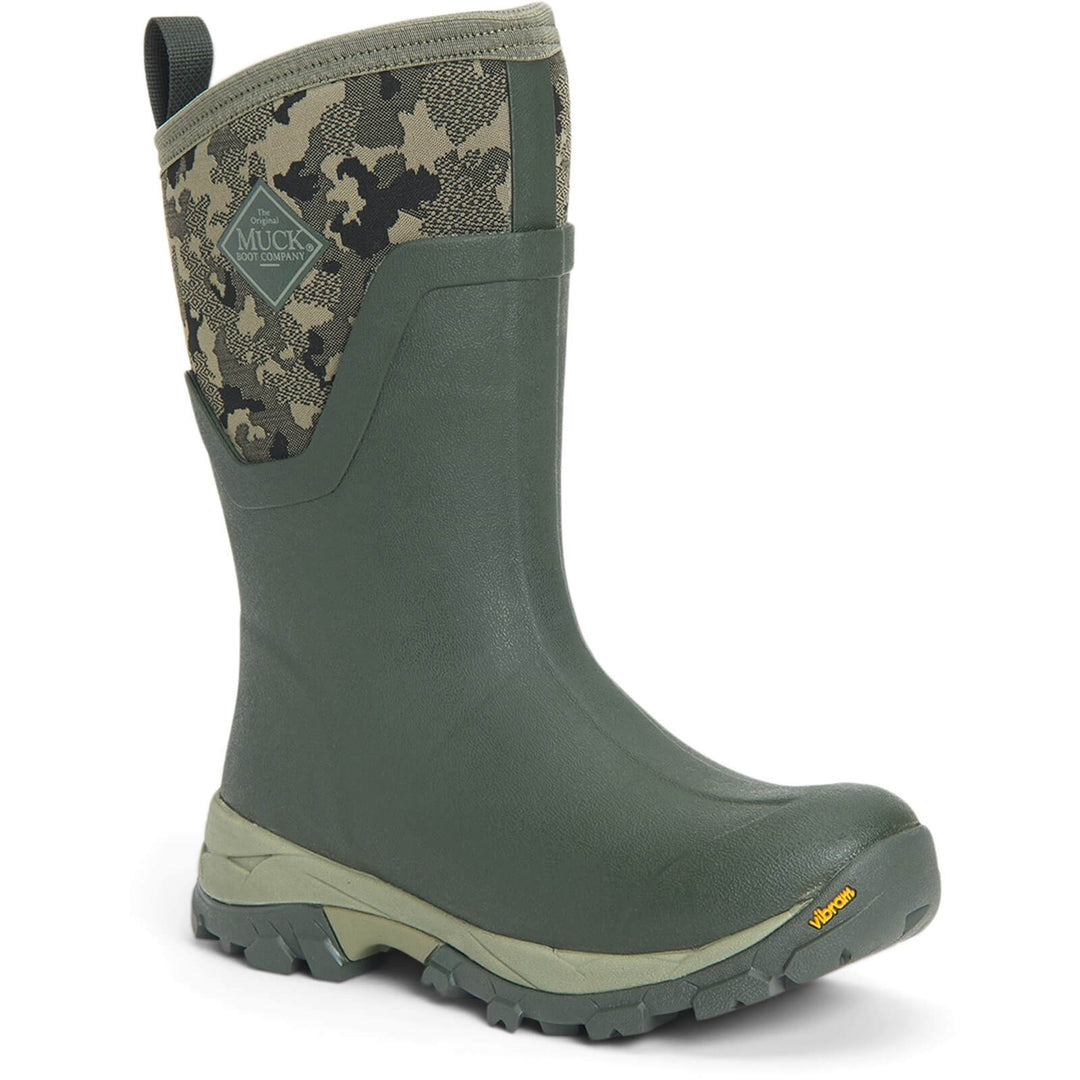 Muck Boots Arctic Ice Mid Wellies Moss W/ Camo 1#colour_moss-w--camo