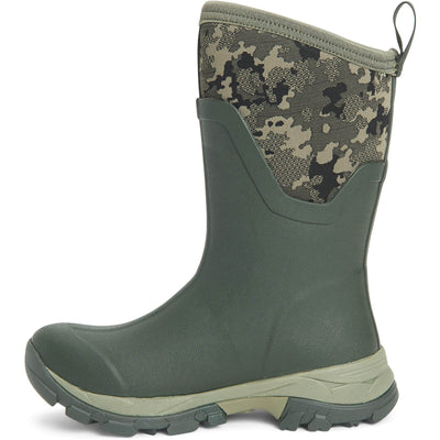 Muck Boots Arctic Ice Mid Wellies Moss W/ Camo 7#colour_moss-w--camo