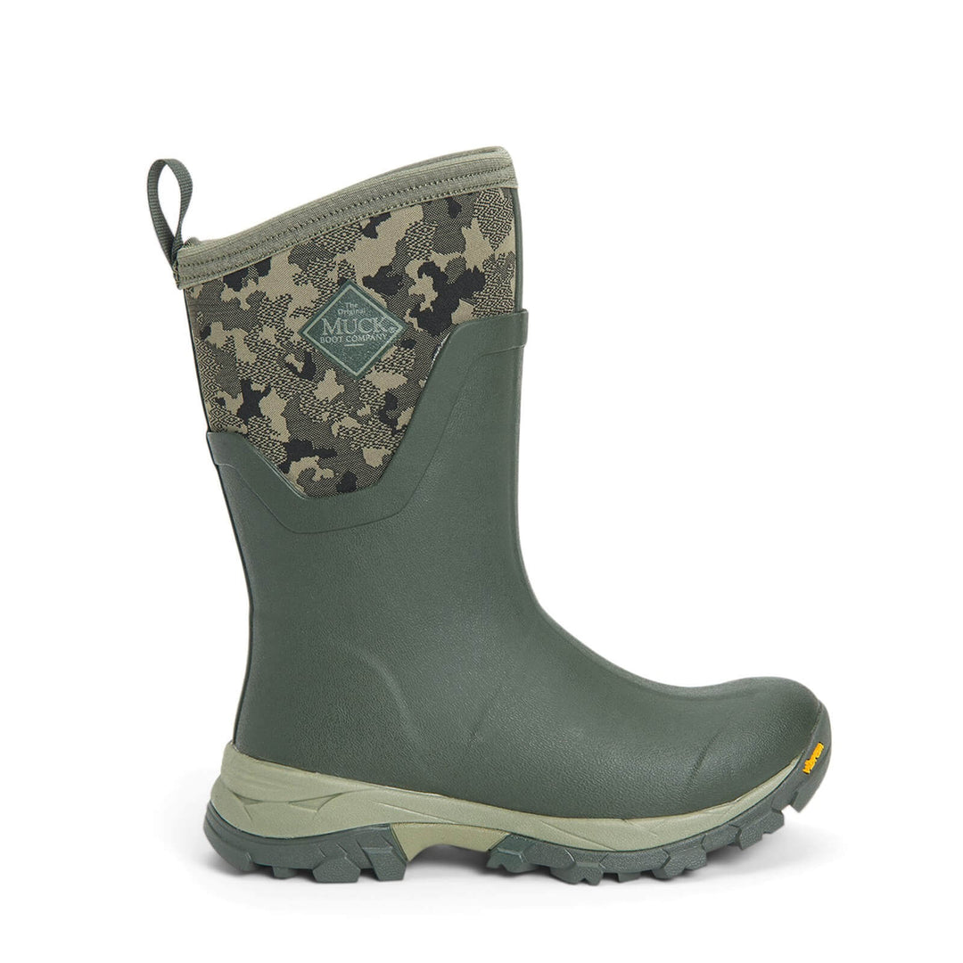 Muck Boots Arctic Ice Mid Wellies Moss W/ Camo 8#colour_moss-w--camo