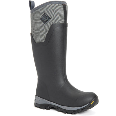 Muck Boots Arctic Ice Tall Wellington Boots Black/Grey Geometric 1#colour_black-grey-geometric