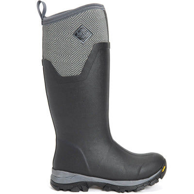 Muck Boots Arctic Ice Tall Wellington Boots Black/Grey Geometric 5#colour_black-grey-geometric