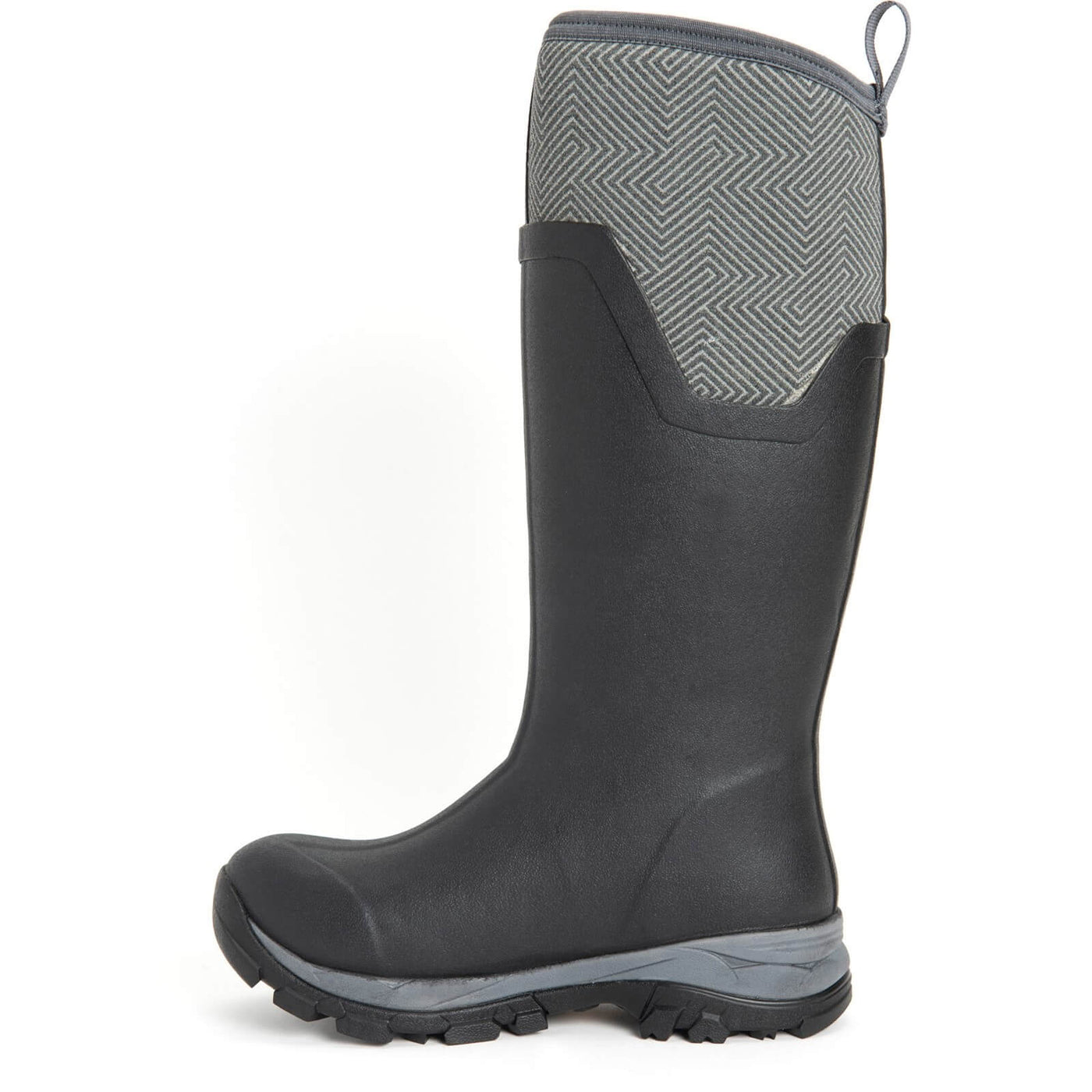 Muck Boots Arctic Ice Tall Wellington Boots Black/Grey Geometric 7#colour_black-grey-geometric