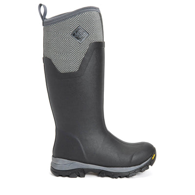 Muck Boots Arctic Ice Tall Wellington Boots Black/Grey Geometric 8#colour_black-grey-geometric