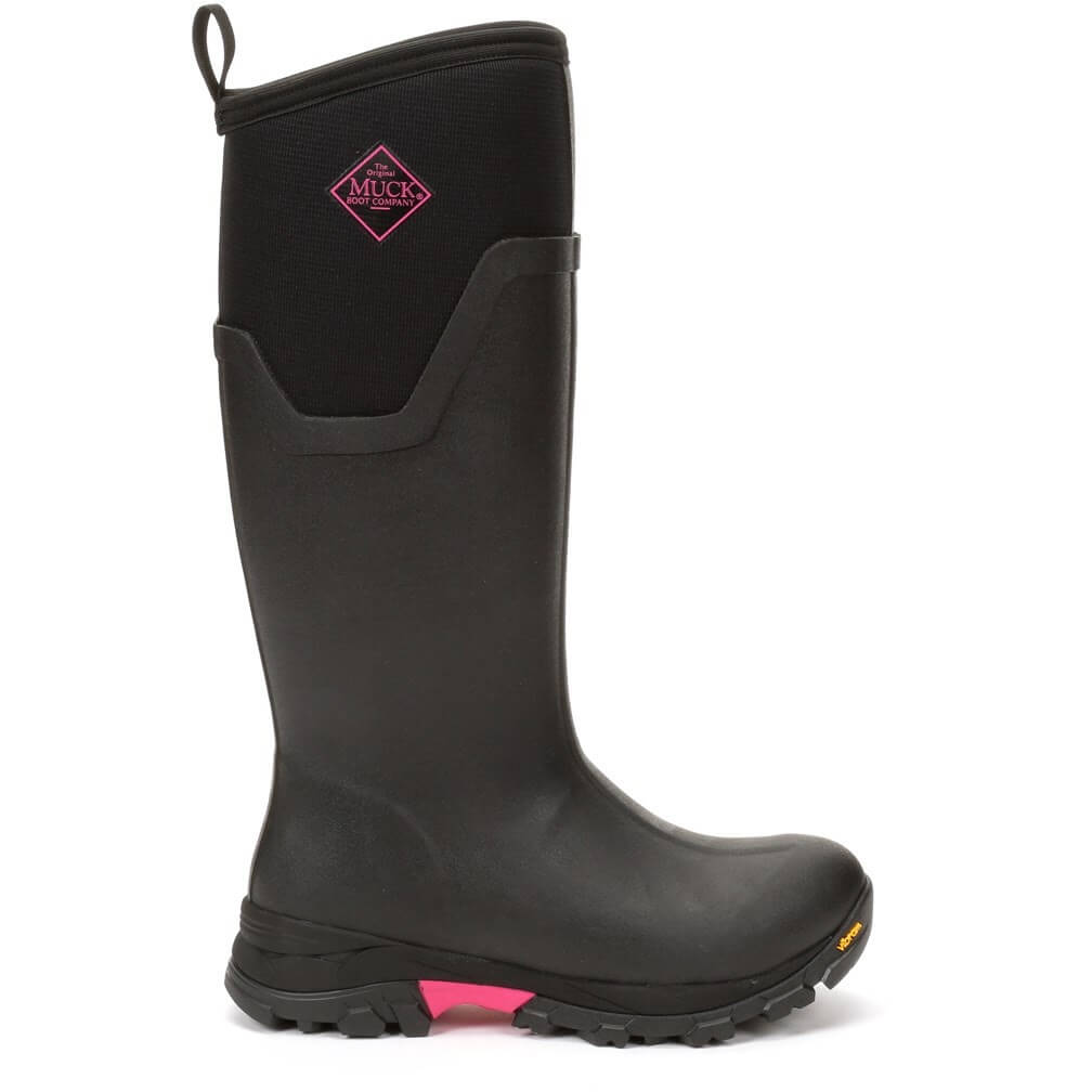 Muck Boots Arctic Ice Tall Wellington Boots Black/Hot Pink 5#colour_black-hot-pink