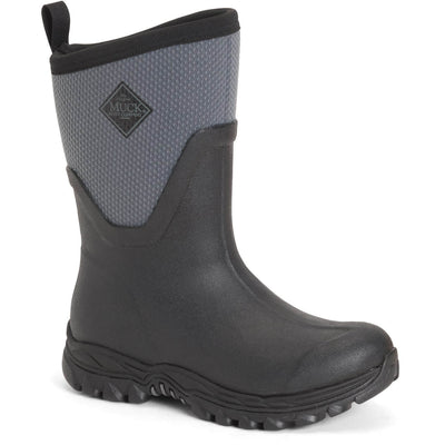 Muck Boots Arctic Sport Mid Pull On Wellington Boots Black/Grey 1#colour_black-grey
