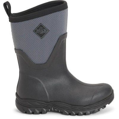 Muck Boots Arctic Sport Mid Pull On Wellington Boots Black/Grey 5#colour_black-grey