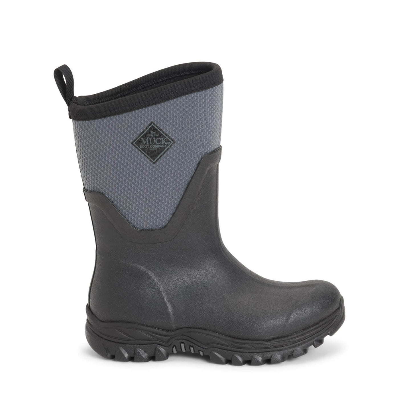 Muck Boots Arctic Sport Mid Pull On Wellington Boots Black/Grey 8#colour_black-grey