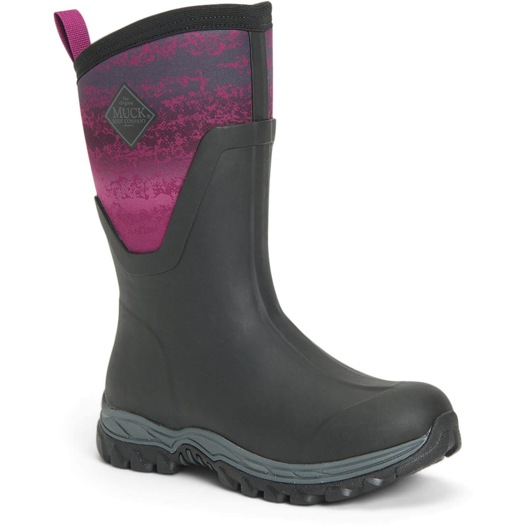 Muck Boots Arctic Sport Mid Pull On Wellington Boots Black/Magenta 1#colour_black-magenta