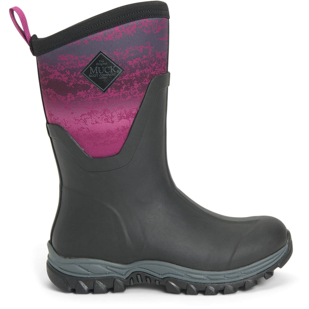 Muck Boots Arctic Sport Mid Pull On Wellington Boots Black/Magenta 5#colour_black-magenta