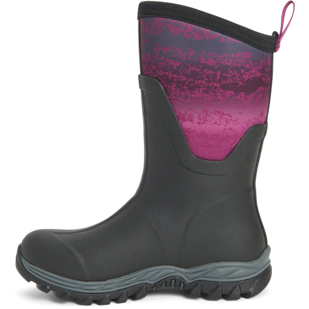 Muck Boots Arctic Sport Mid Pull On Wellington Boots Black/Magenta 7#colour_black-magenta