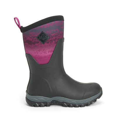 Muck Boots Arctic Sport Mid Pull On Wellington Boots Black/Magenta 8#colour_black-magenta