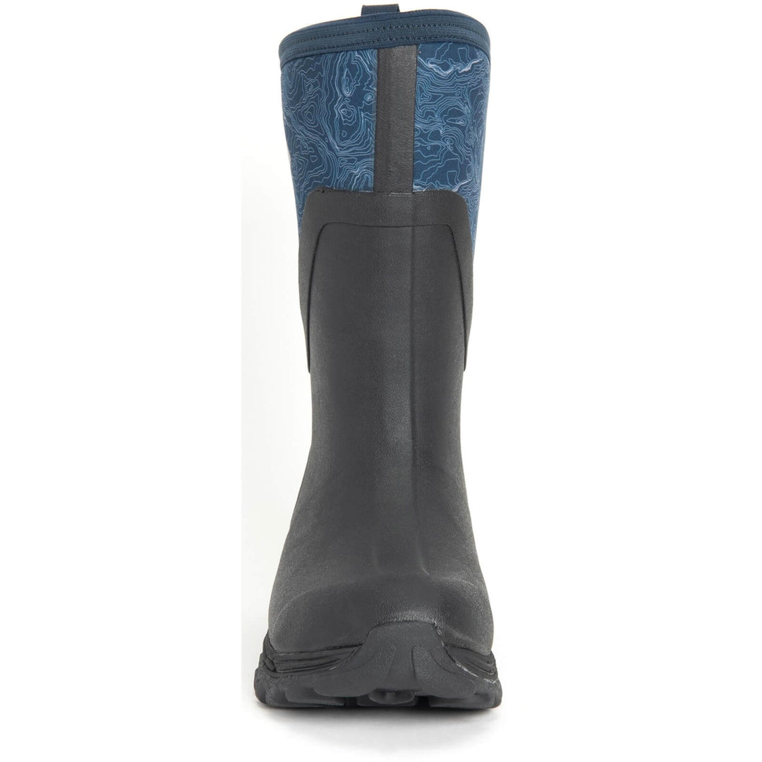 Muck Boots Arctic Sport Mid Pull On Wellington Boots Navy Topography 3#colour_navy-topography