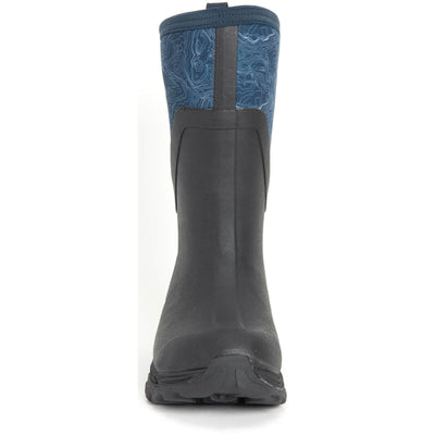 Muck Boots Arctic Sport Mid Pull On Wellington Boots Navy Topography 3#colour_navy-topography