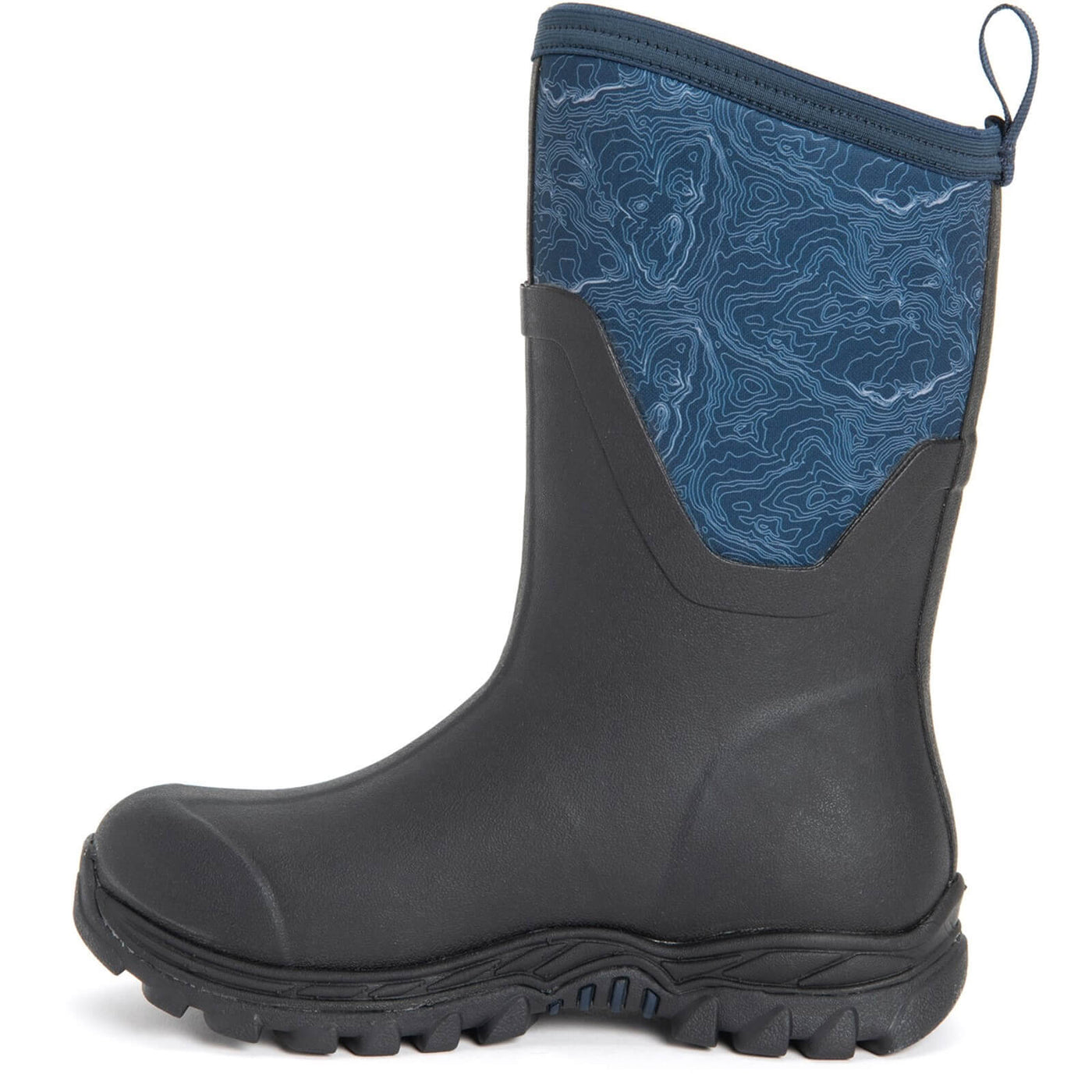 Muck Boots Arctic Sport Mid Pull On Wellington Boots Navy Topography 7#colour_navy-topography