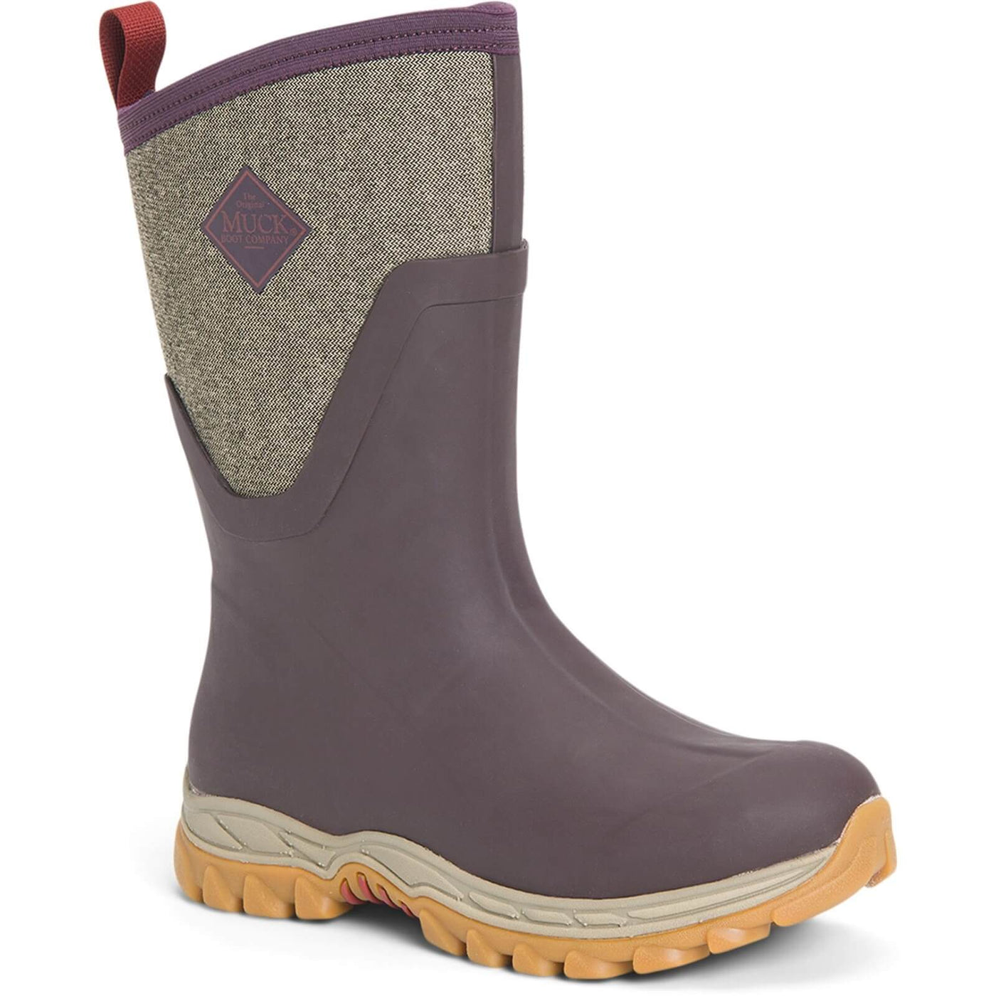 Muck Boots Arctic Sport Mid Pull On Wellington Boots Wine 1#colour_wine