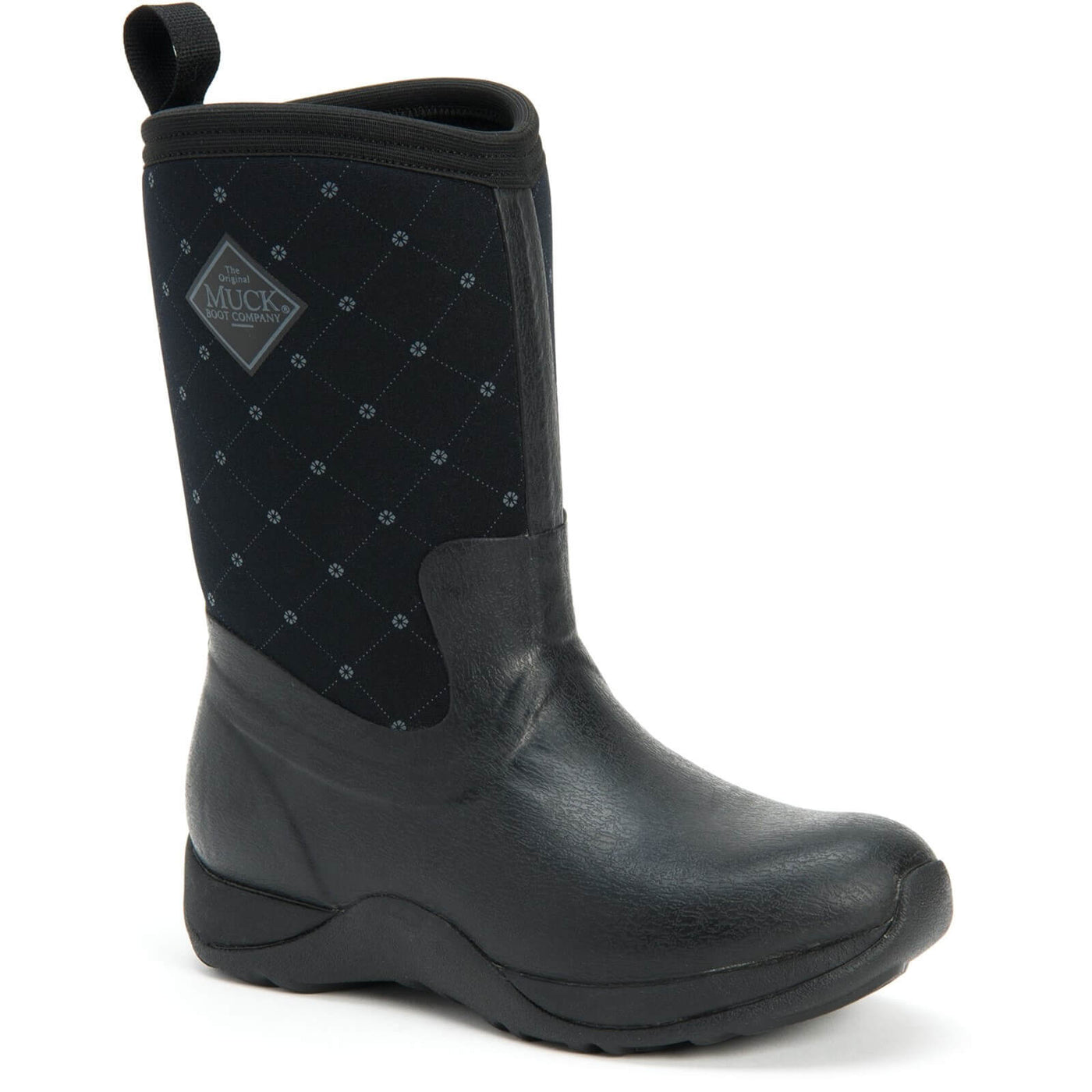 Muck Boots Arctic Weekend Pull On Wellington Boots Black Quilt 1#colour_black-quilt