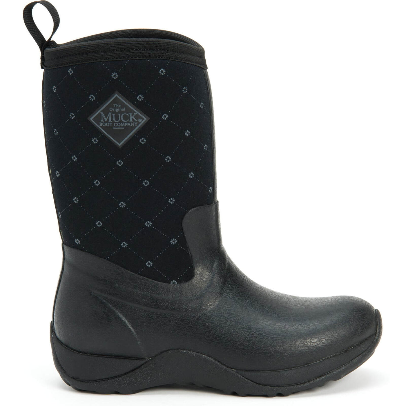 Muck Boots Arctic Weekend Pull On Wellington Boots Black Quilt 5#colour_black-quilt