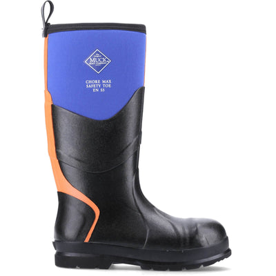 Muck Boots Chore Max S5 Safety Wellies Blue/Orange 5#colour_blue-orange